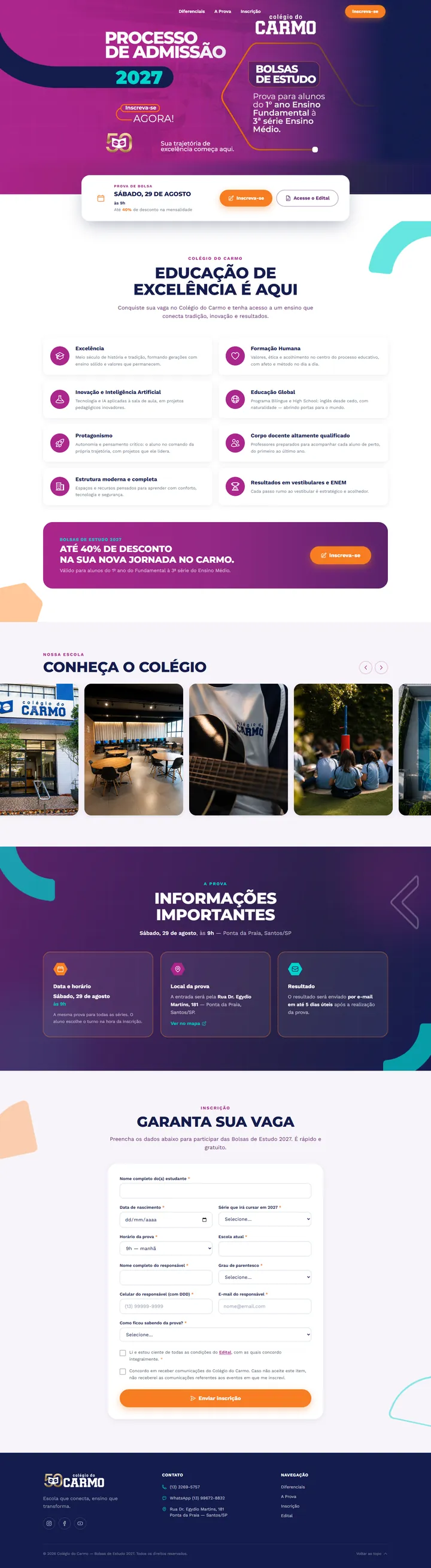 Página Colégio do Carmo